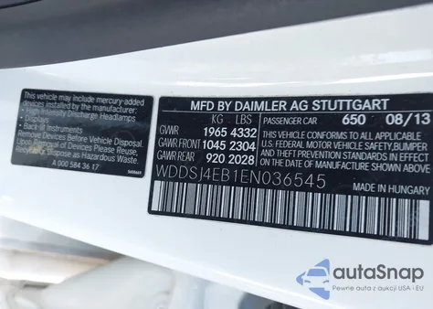 2014 Mercedes-Benz Cla 250 z USA, uszkodzony, nr VIN WDDSJ4EB1EN036545